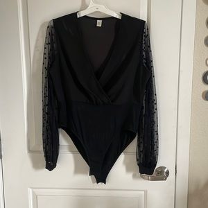 Mesh polka dot sleeve body suit